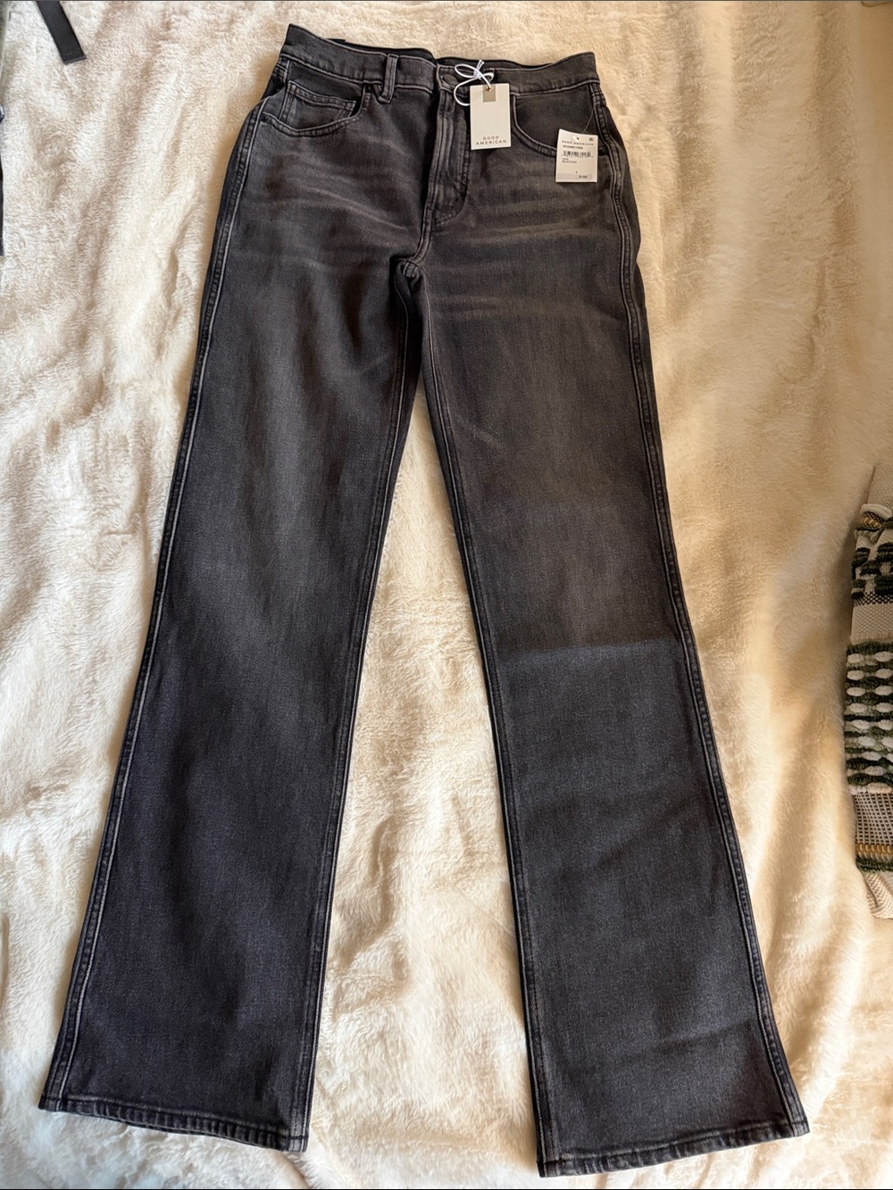 Good American Black Washed Good Standard Bootcut Jeans, size 4 (27)